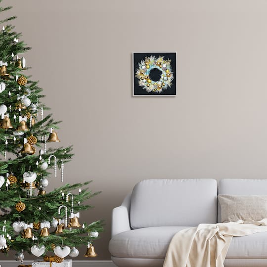 Stupell Industries Gleaming Seasonal Pine Wreath Framed Giclee Art